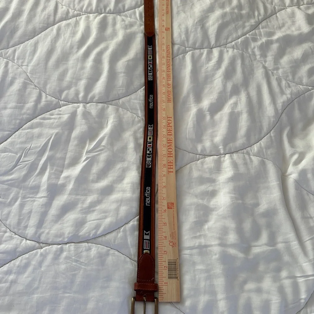Nautica Leather Brown and Navy Belt